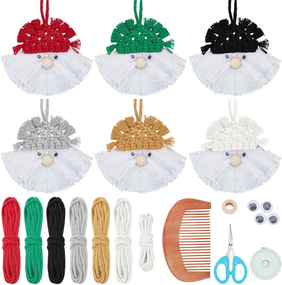 6 Set DIY Macrame Christmas Gnomes Macrame Santa Claus