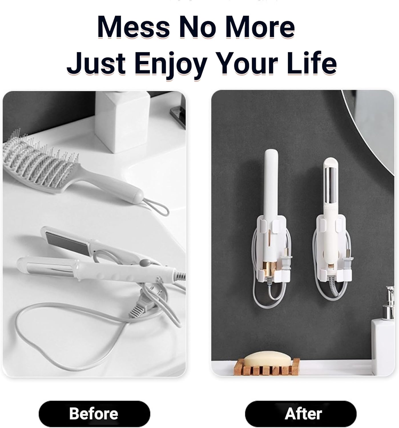 Wall-Mounted Hair Tool Organizer - Curling Iron, Straightener, and Dryer Holder -  BigGreenBear.com Beauty Products 9.99 USD Big Green Bear