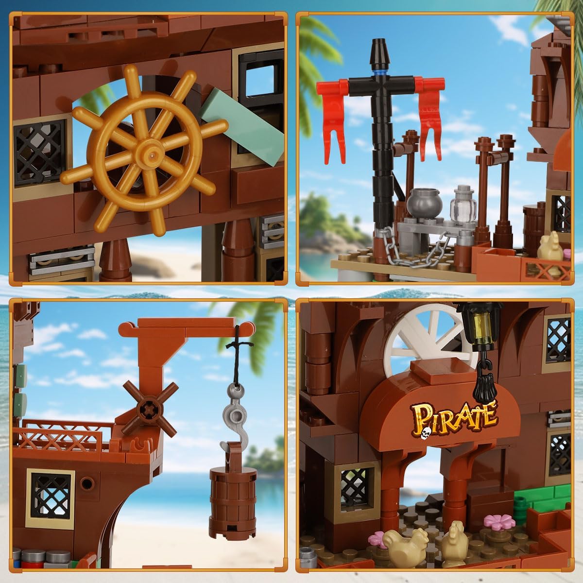 Pirate Ship Building Toys, Pirate Dock Themed City Building Block Set (560pcs) -  BigGreenBear.com Building Toys 29.99 USD Big Green Bear