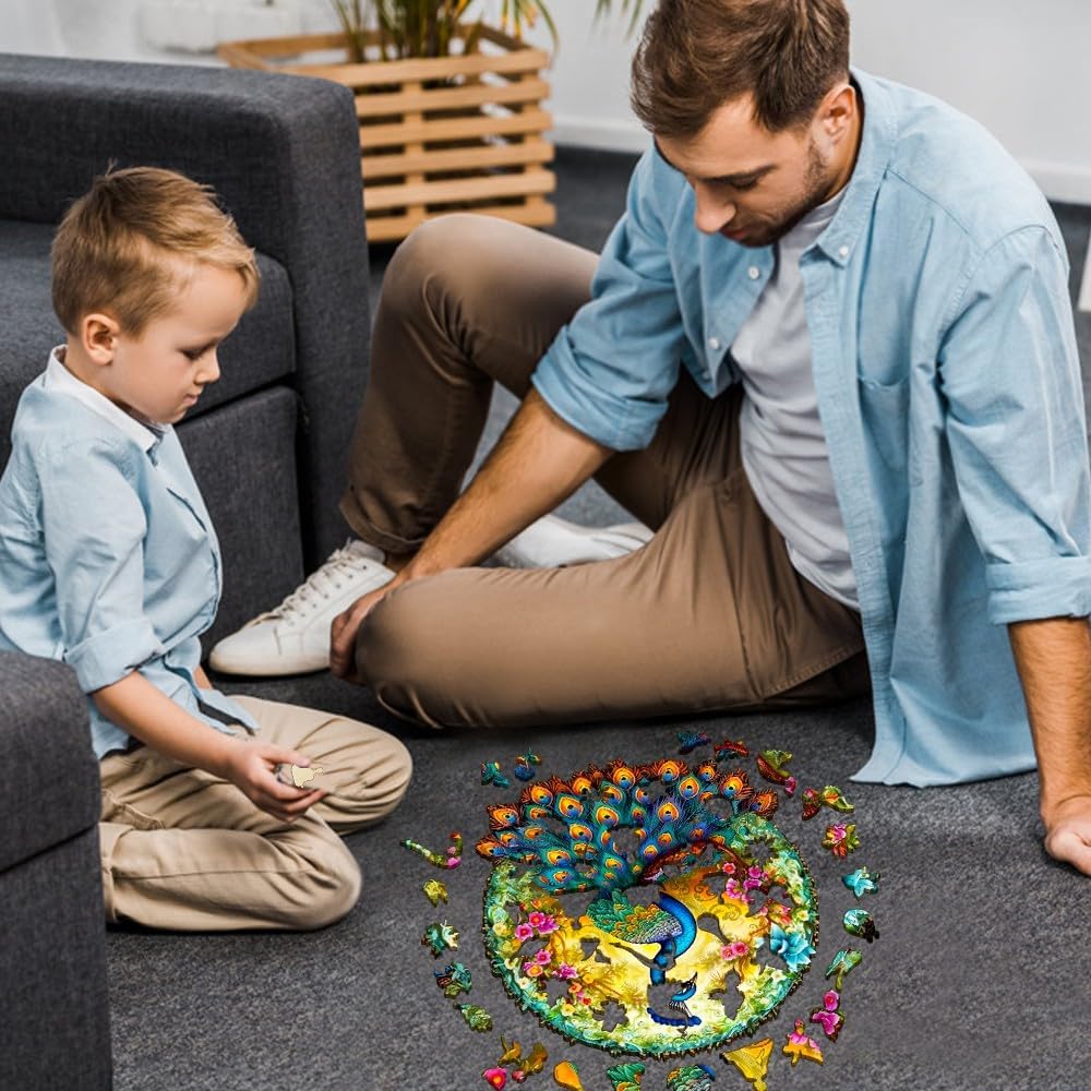 Wooden Jigsaw Puzzle for Adults, Mandala Peacock Puzzle