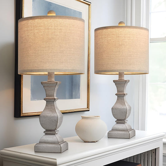 Set of 2, Vintage Bedside Lamps for Bedroom, Farmhouse Lamp 20.5" High -  BigGreenBear.com Lighting 69.99 USD Big Green Bear