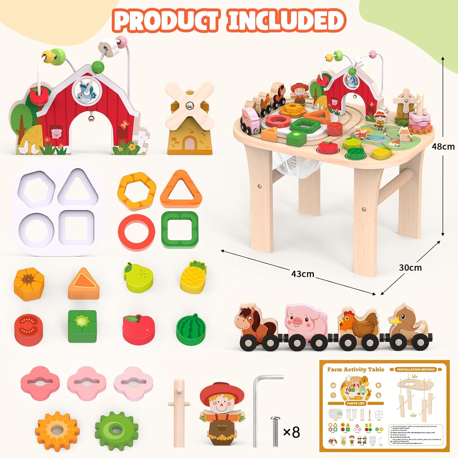 Activity Table for 1 Year Old, Baby Wooden Sensory Table -  BigGreenBear.com BABY TOYS 69.99 USD Big Green Bear
