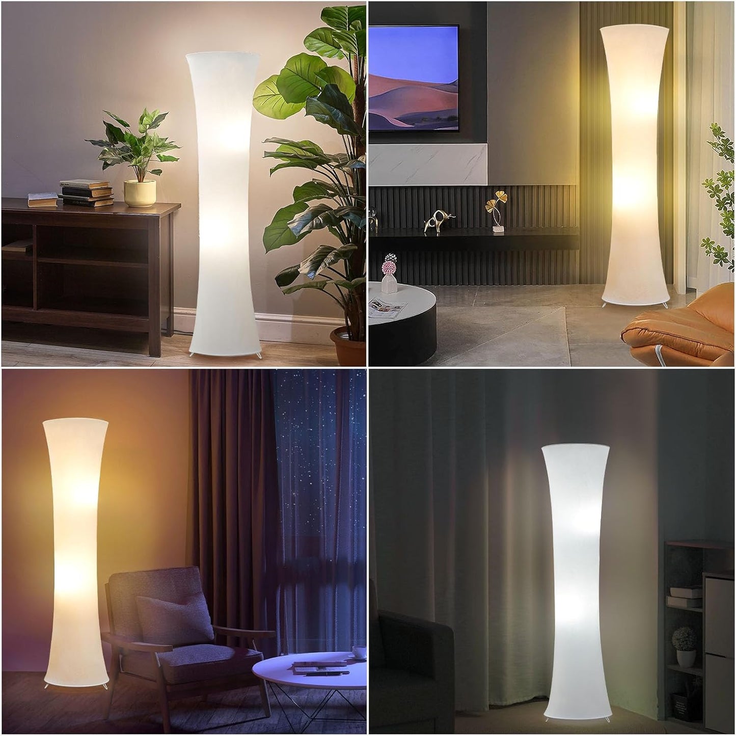 46“ Floor Lamp for Living Room, 3 Color Temperature White Fabric Lampshade -  BigGreenBear.com Lighting 49.99 USD Big Green Bear