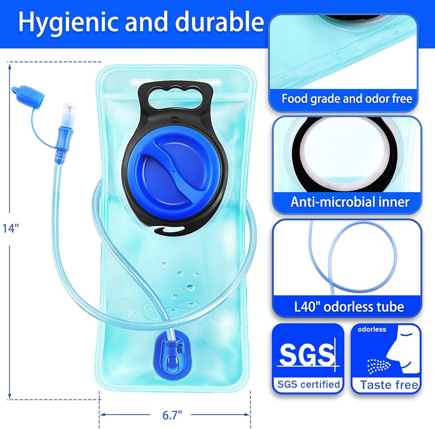 Blue Hydration Bladder: 1.5L Leak-Proof Water Reservoir Biggreenbear.com Big Green Bear