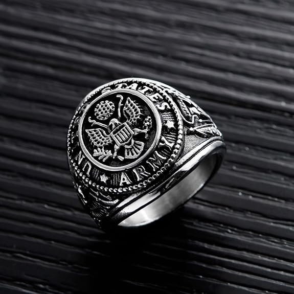 Men's Stainless Steel Domineering Vintage United States Army Military Ring