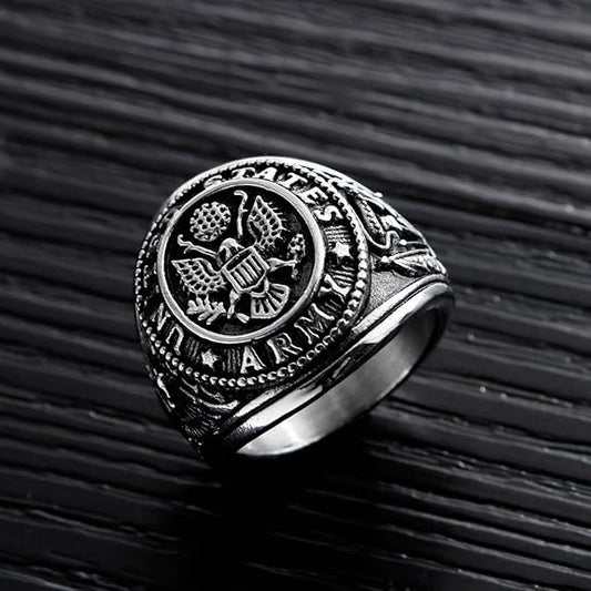 Men's Stainless Steel Domineering Vintage United States Army Military Ring
