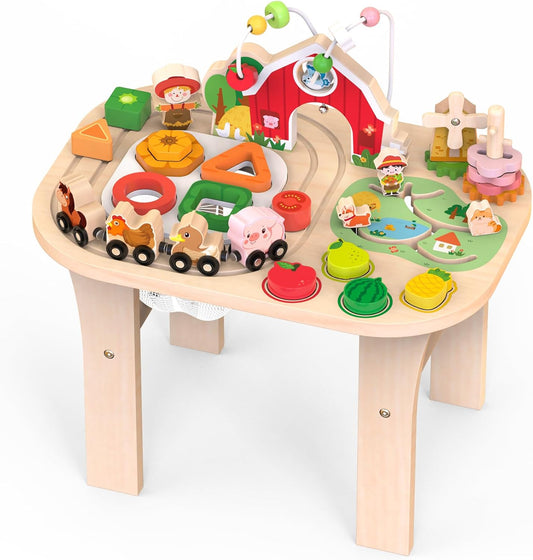 Activity Table for 1 Year Old, Baby Wooden Sensory Table -  BigGreenBear.com BABY TOYS 69.99 USD Big Green Bear
