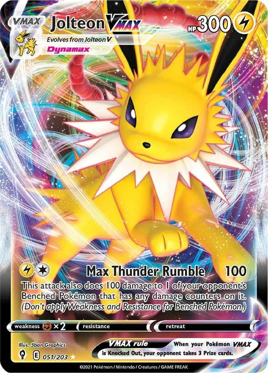 2021 Pokémon TCG Jolteon VMAX Evolving Skies 051/203 Holo Ultra Rare