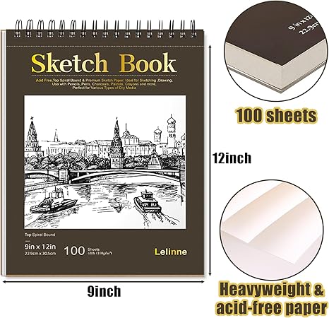 9" x 12" Sketch Book 100 Sheets Sketch Pad