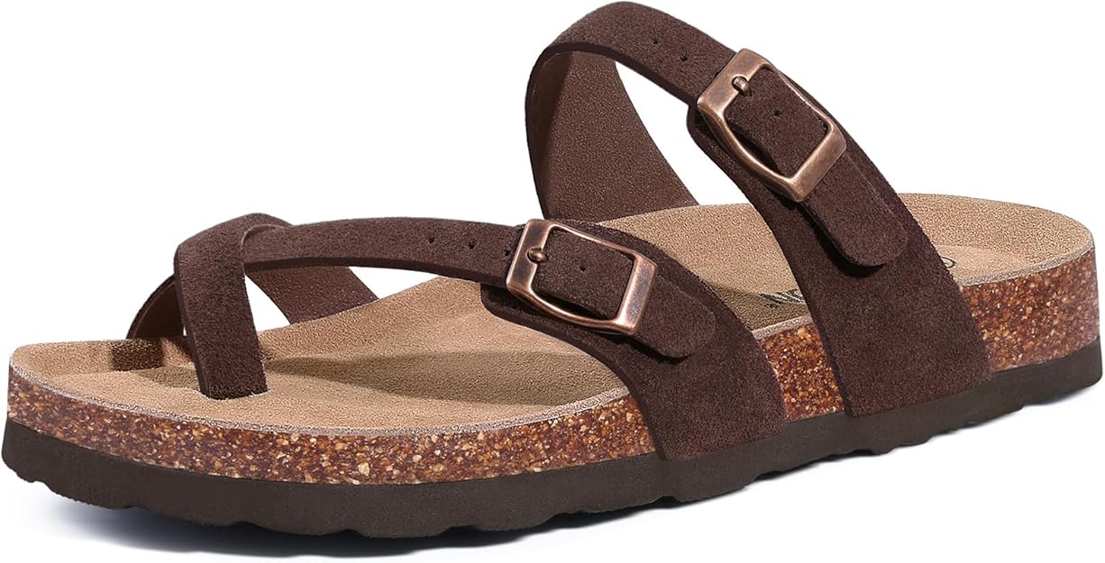 Women's Genuine Suede Cork Footbed Sandals -  BigGreenBear.com clothing 29.99 USD Big Green Bear