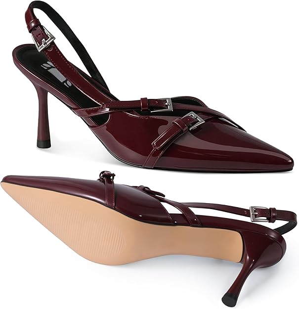 Kitten Heels for Women Pointed Toe Slingback Heels Closed Toe -  BigGreenBear.com clothing 44.55 USD Big Green Bear