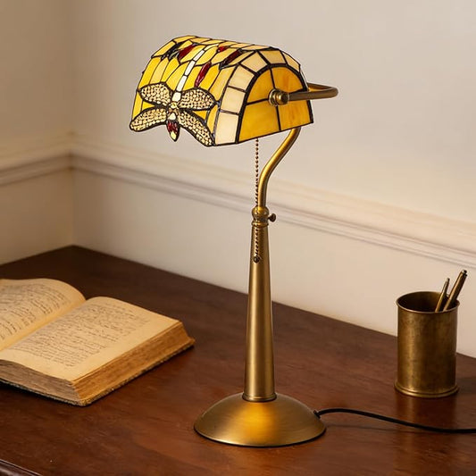 Tiffany Style Dragonfly Bankers Desk Lamp Decor Biggreenbear.com Big Green Bear