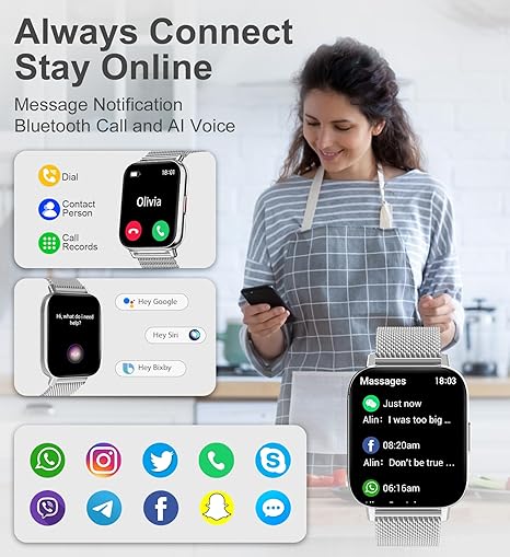 Smart Watch for Women, Answer/Make Call Smartwatch for iOS Android Phones -  BigGreenBear.com SMART WATCH 59.23