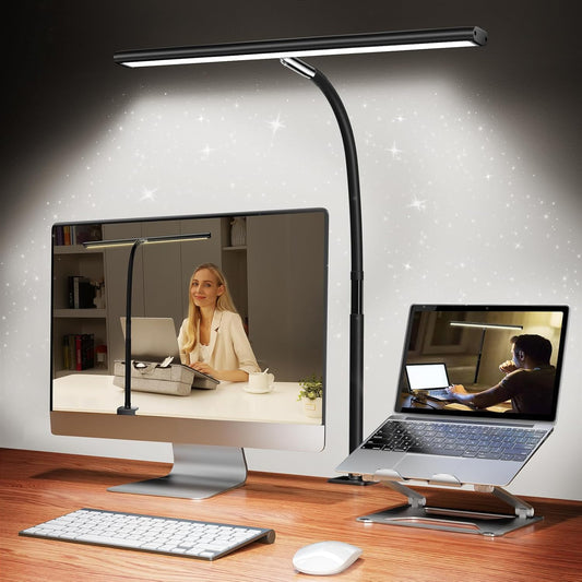 LED Desk Lamp for Office Home, Eye-Caring Desk Light with Stepless Dimming Adjustable Flexible