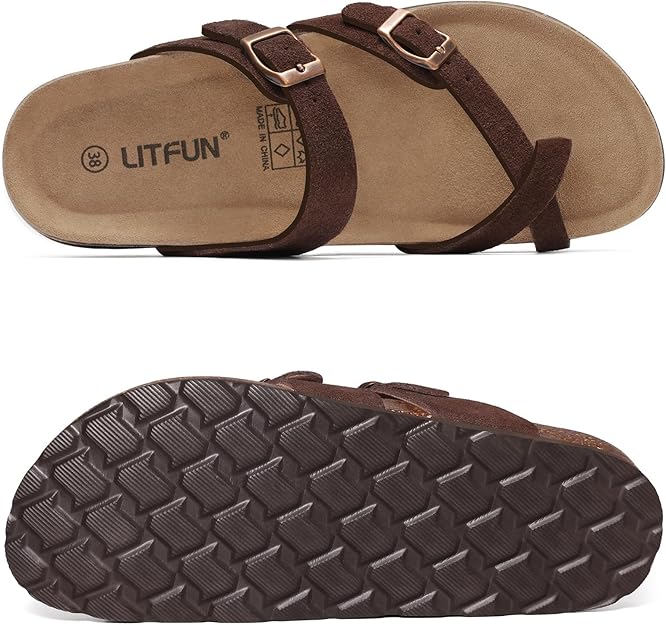 Women's Genuine Suede Cork Footbed Sandals -  BigGreenBear.com clothing 29.99 USD Big Green Bear