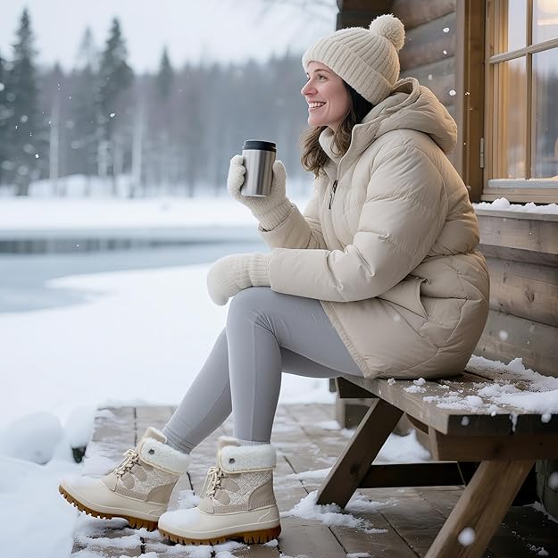 Womens Winter Duck Boots Waterproof Cold Weather Snow Boots -  BigGreenBear.com clothing 69.99 USD Big Green Bear