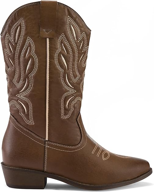 Women's Western Cowboy Boots Embroidered Mid-Calf Pointed Toe Cowgirl Boot -  BigGreenBear.com clothing 49.99