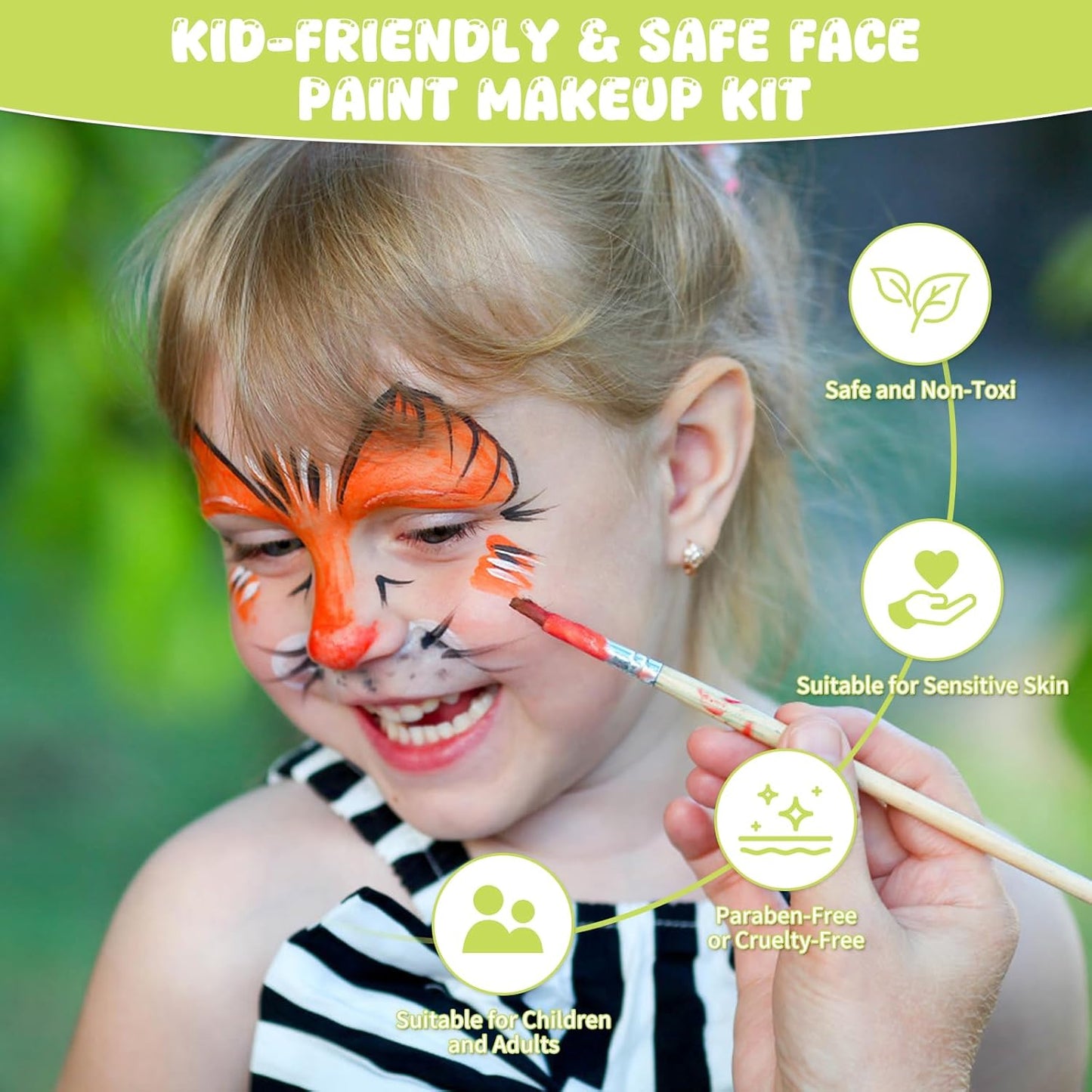 44 Color Face Painting Kit for Kids with Stencils, Brushes, Gems & Glitter