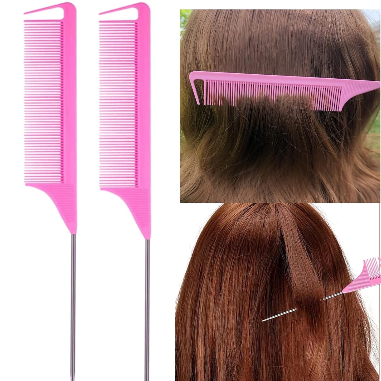 8Pcs Hair Brushes Set for Woman Girl hair Styling, Edge & Back Brushing, Pink -  BigGreenBear.com Beauty Products 3.65 USD Big Green Bear