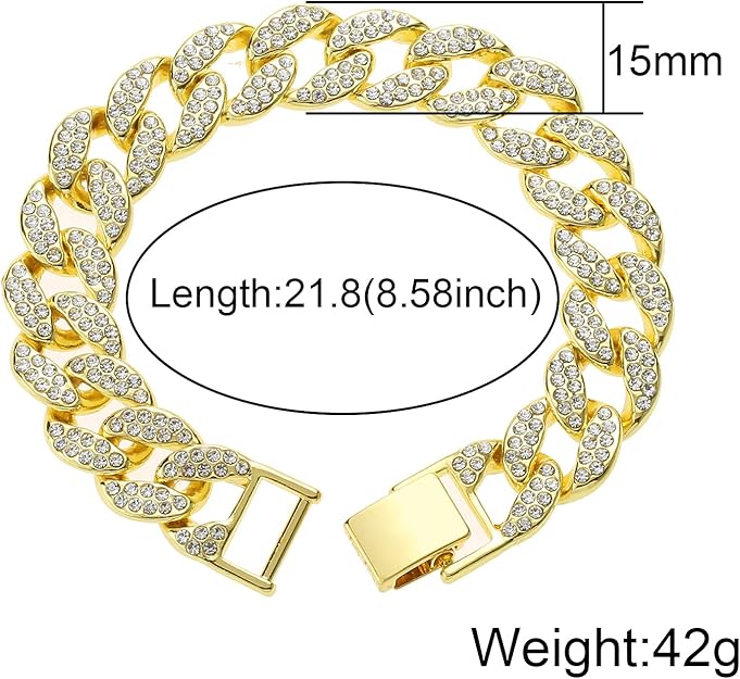 NEW! Cuban Link Chain and Bracelet Set for Men Iced Out Diamond Jewelry -  BigGreenBear.com jewelry 29.99 USD Big Green Bear