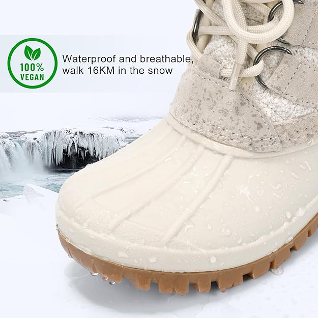 Womens Winter Duck Boots Waterproof Cold Weather Snow Boots -  BigGreenBear.com clothing 69.99 USD Big Green Bear