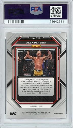 2023 Panini Prizm UFC Ruby Wave #111 Alex Pereira RC Rookie PSA 10