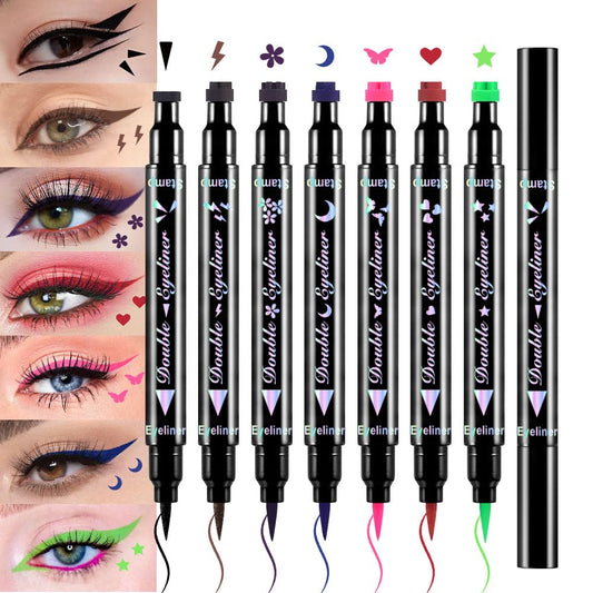 7Pcs/set Double-sided Liquid Stamp Eyeliner Pen, Face Stamps