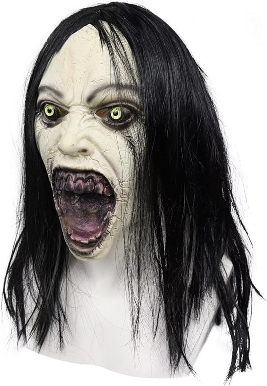 NEW! Horror Crying Woman Mask w/Wigs Scary Evil Creepy Full Head Latxe Mask -  BigGreenBear.com HALLOWEEN 29.99 USD Big Green Bear