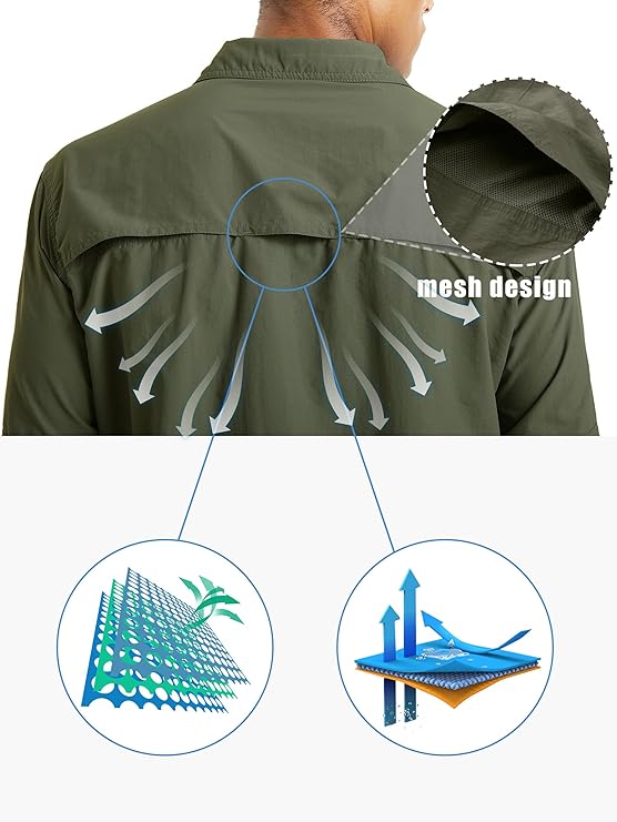 Men’s Long Sleeve Fishing Shirt - Quick Dry Tactical Work Shirt Biggreenbear.com Big Green Bear
