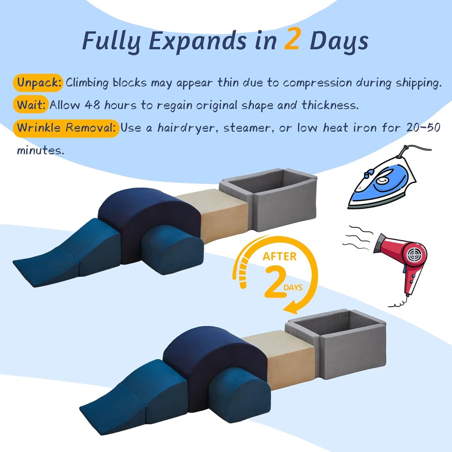 7 Pieces Climbing Toys and Blocks - Indoor Soft Foam Climber PlaySet