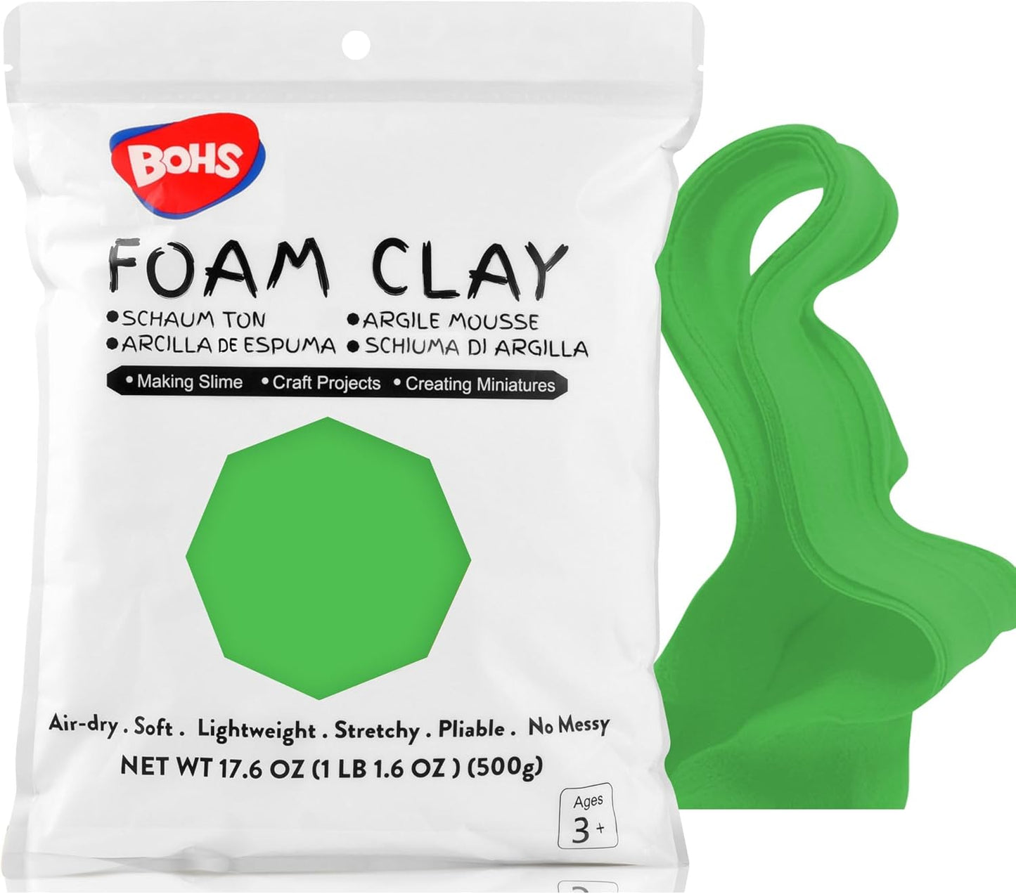 Green Modeling Foam Clay Lite - 500 Grams- 1.1 Lbs.