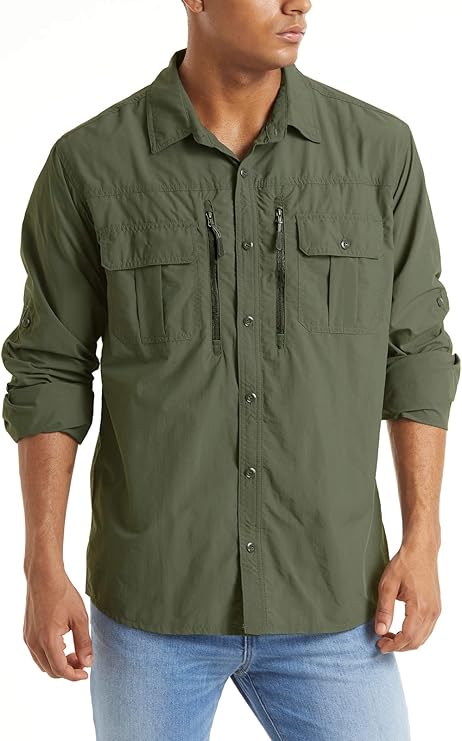 Men’s Long Sleeve Fishing Shirt - Quick Dry Tactical Work Shirt Biggreenbear.com Big Green Bear