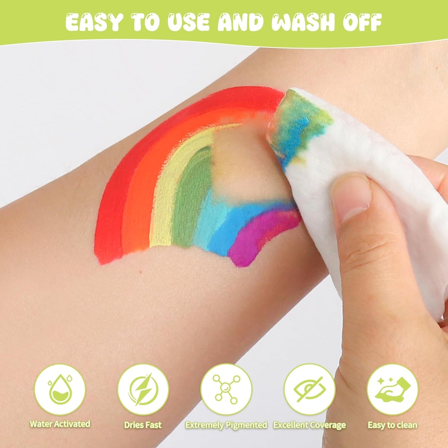 44 Color Face Painting Kit for Kids with Stencils, Brushes, Gems & Glitter