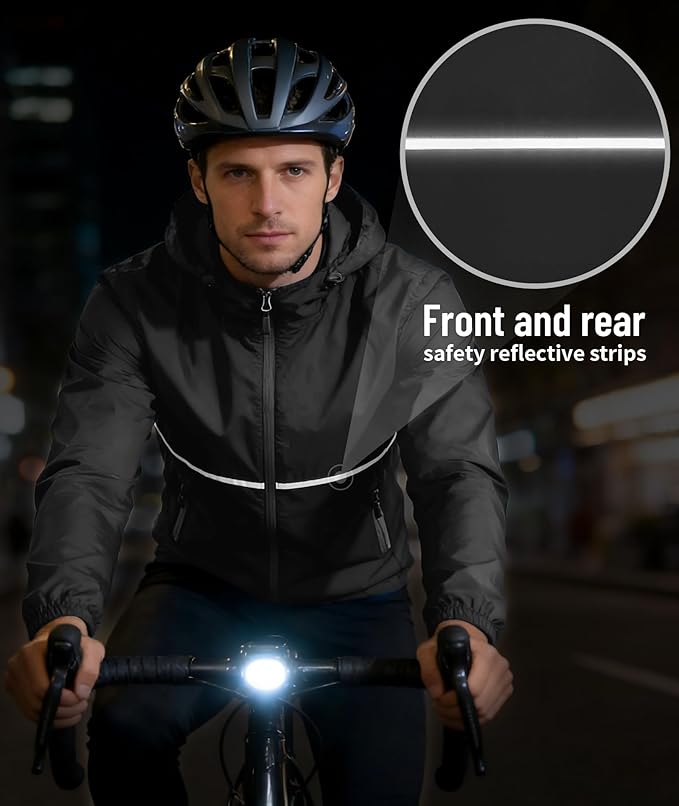 Person riding a bicycle with safety reflective strips highlighted
