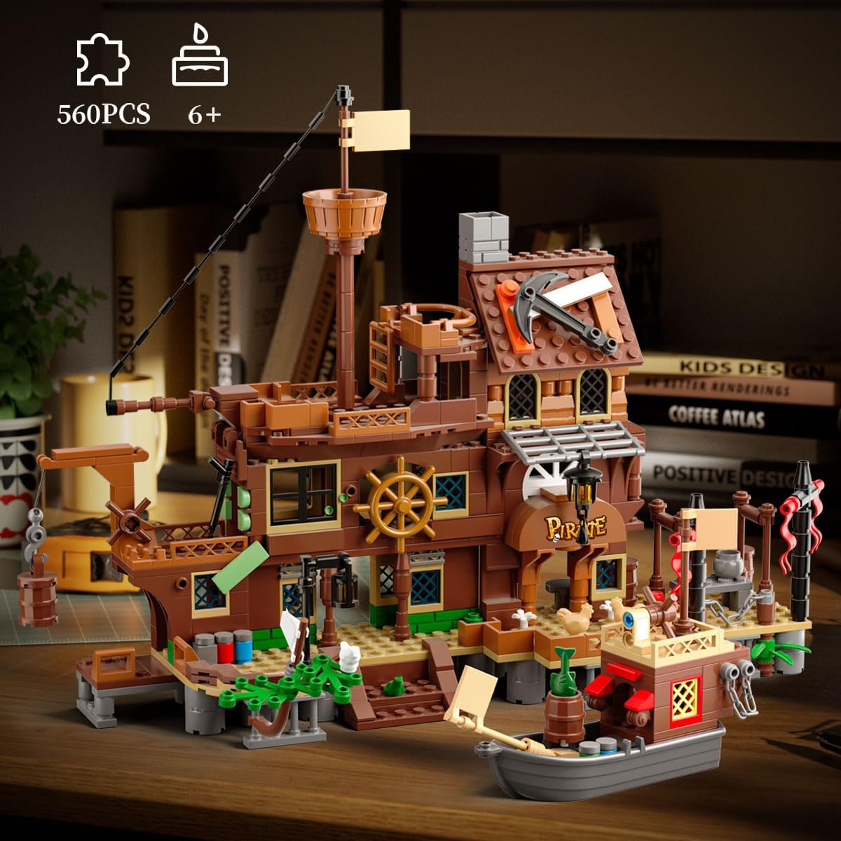 Pirate Ship Building Toys, Pirate Dock Themed City Building Block Set (560pcs) -  BigGreenBear.com Building Toys 29.99 USD Big Green Bear