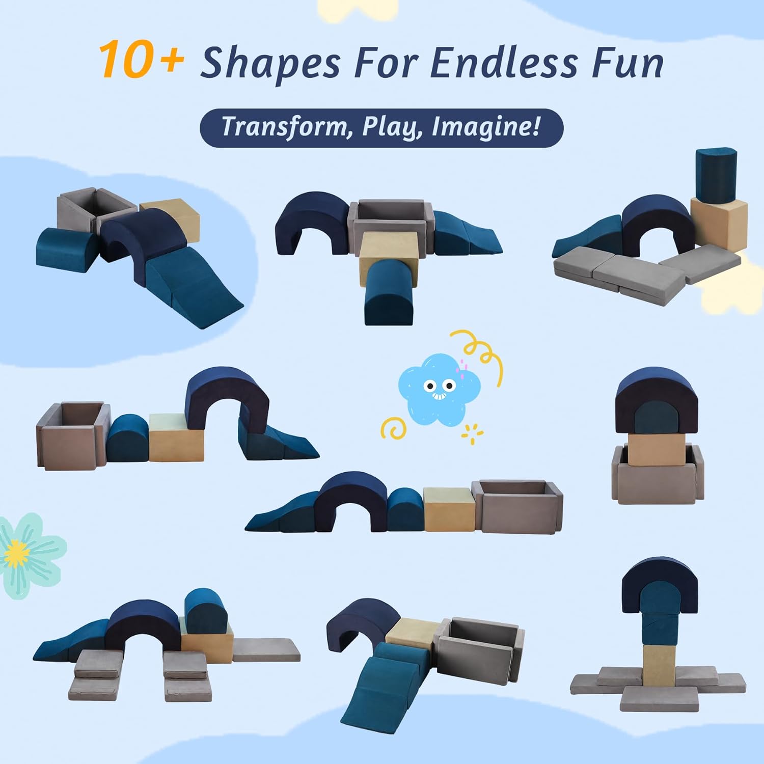 7 Pieces Climbing Toys and Blocks - Indoor Soft Foam Climber PlaySet