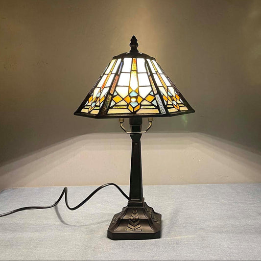Mission Style Table Lamp Tiffany Handcrafted Stained Glass 16" High -  BigGreenBear.com Lighting 149.99