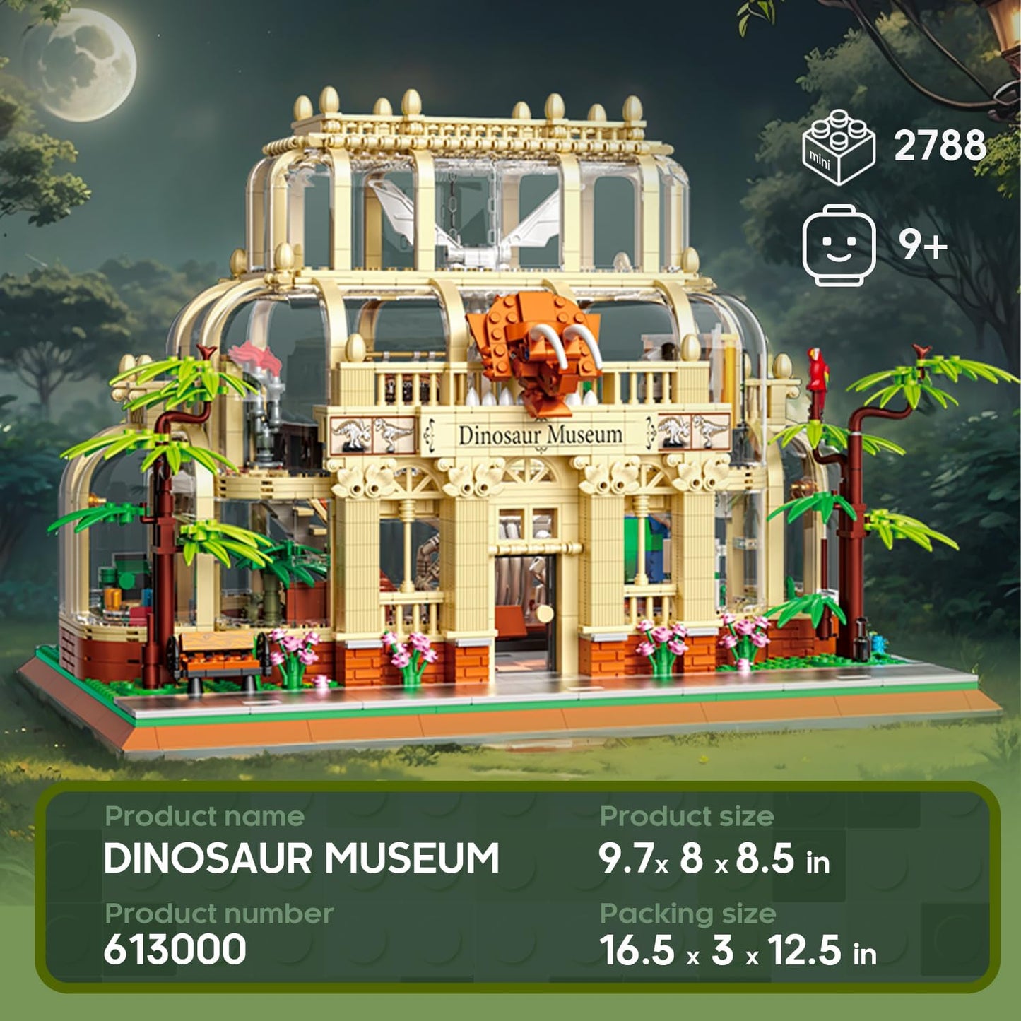 Dinosaur Museum Toy with Led Light, Jurassic World Dino Fossils Building Block Kit