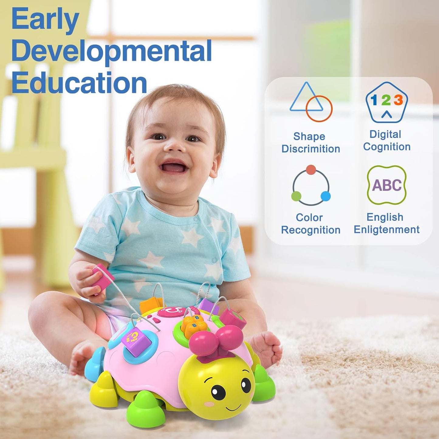 Baby Musical Ladybug Crawling Toys with Light-up Music -  BigGreenBear.com BABY TOYS 39.99 USD Big Green Bear