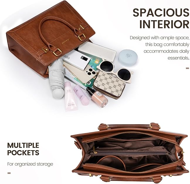 Women, Tote Shoulder Bag Satchel Brown Purse and PU Leather -  BigGreenBear.com HANDBAGS 32.45 USD Big Green Bear