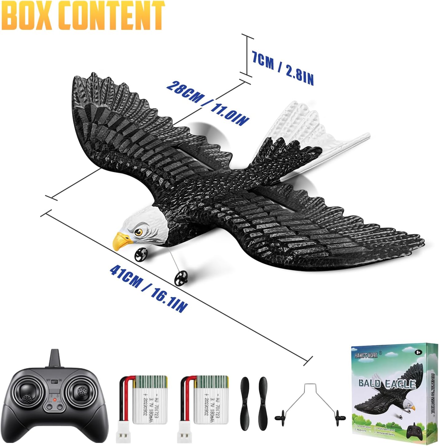 HAWK'S WORK RC Eagle, 2 CH RC Plane Ready to Fly, 2.4GHz Remote Control Airplane