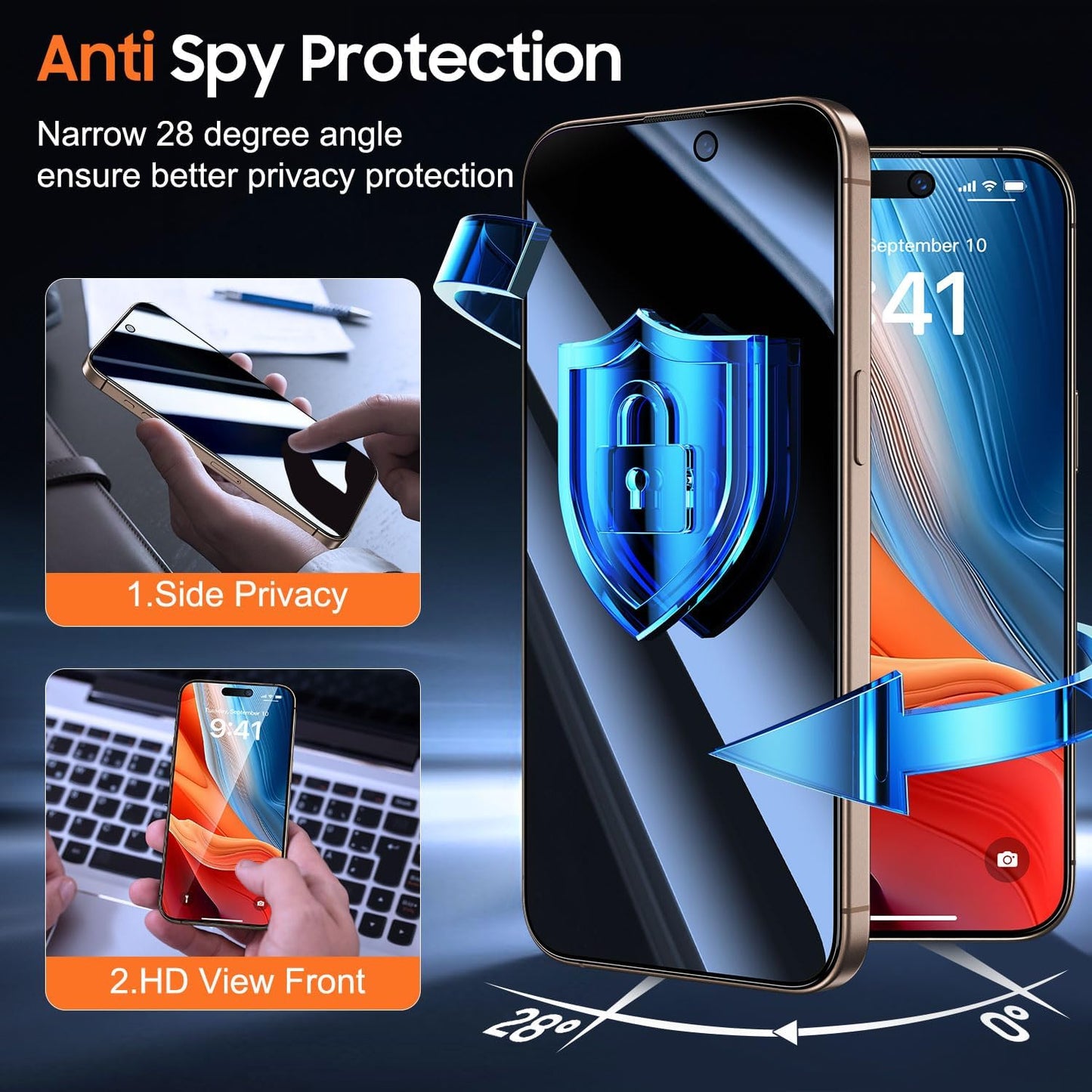 UniqueMe for iPhone 16 Pro Privacy Screen Protector - [Military Grade Shatterproof & 9H+ Hardness] -  BigGreenBear.com cell phone 22.99 USD Big Green Bear