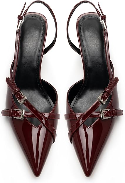 Kitten Heels for Women Pointed Toe Slingback Heels Closed Toe -  BigGreenBear.com clothing 44.55 USD Big Green Bear