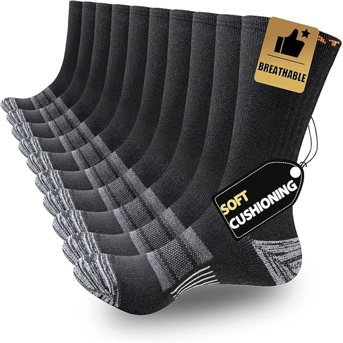 5 Pairs Men’s Athletic Crew Socks - Cushioned & Breathable Biggreenbear.com Big Green Bear