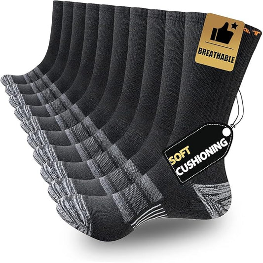 5 Pairs Men’s Athletic Crew Socks - Cushioned & Breathable Biggreenbear.com Big Green Bear
