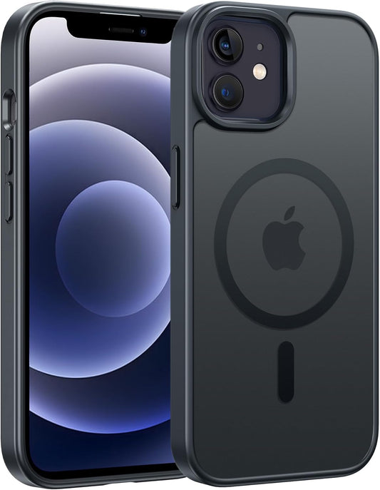 for iPhone 12 Pro Magnetic Matte Textured Military Grade Drop Protection Translucent Cell Cover