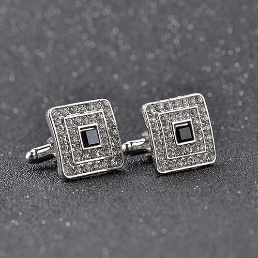 2 PCS Mens Shirts Cufflinks (Silver) Square Cubic Zircon Plus Crystal -  BigGreenBear.com jewelry 13.99 USD Big Green Bear