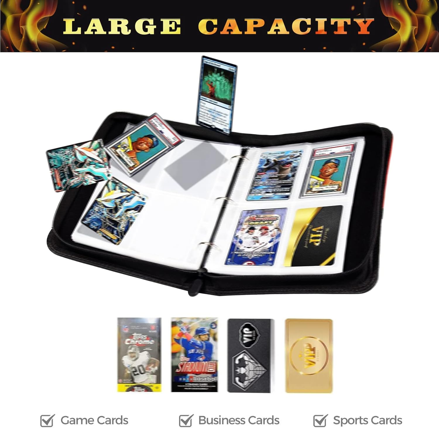 Basketball Card Binder 4 Pocket, Trading Card Binder with Sleeves Fits 400 Cards -  BigGreenBear.com Basketball cards 14.99 USD Big Green Bear
