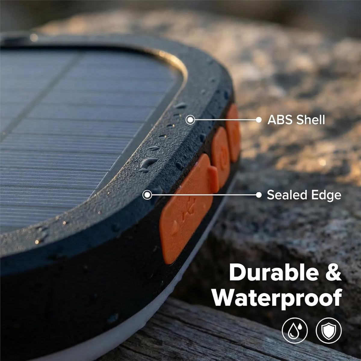 Solar panel with labeled components on a textured surface