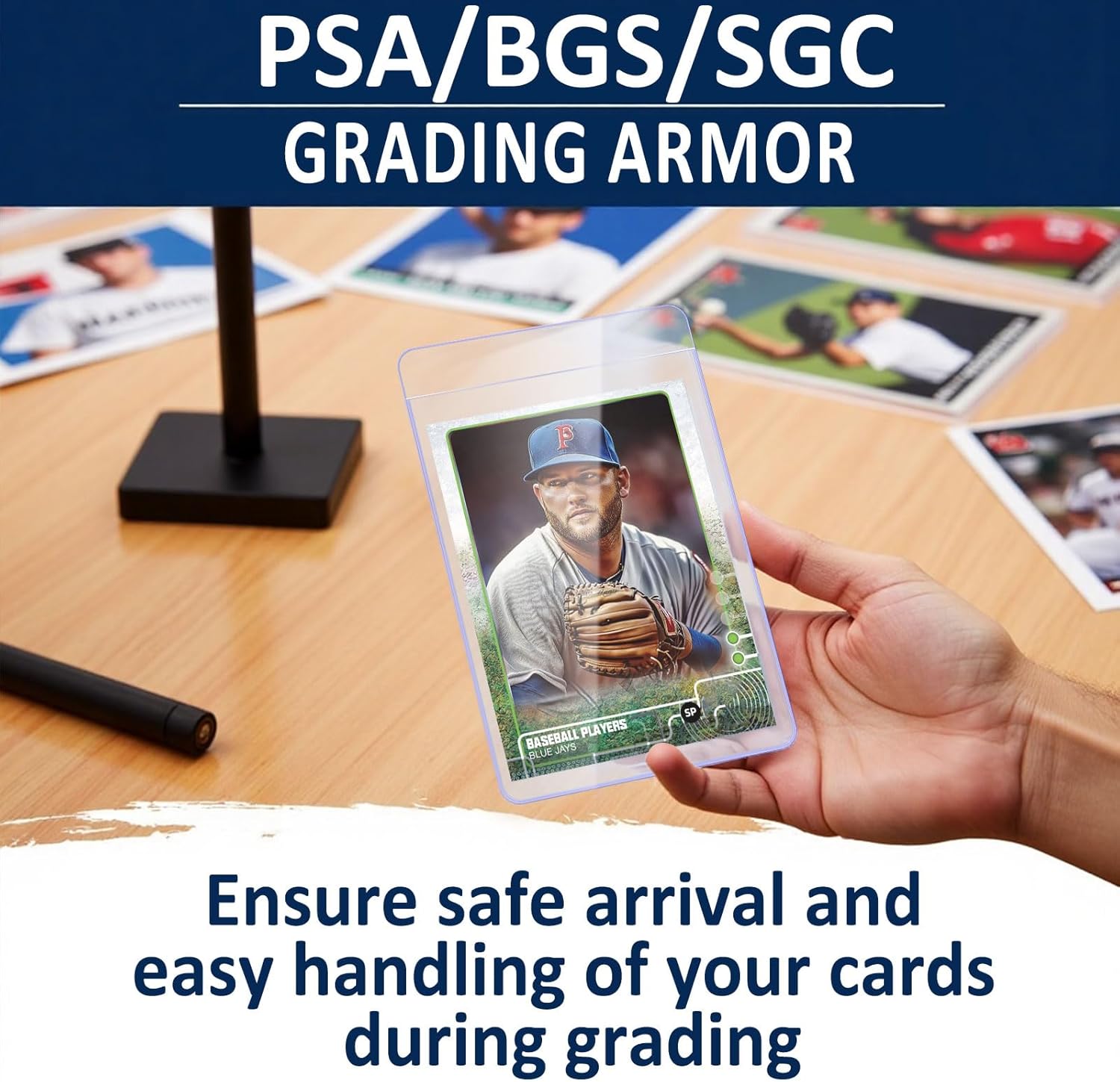 50Pc Semi Rigid Card Holder for Trading Cards, Penny Card Sleeves with 1/2" Lip Baseball Card -  BigGreenBear.com Baseball cards 12.99 USD Big Green Bear